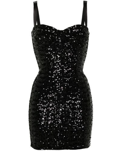 Dolce & Gabbana Sweetheart-neck Sequinned Minidress - Black