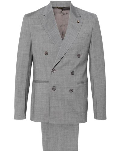 Manuel Ritz Double-breasted Wool Suit - Grey