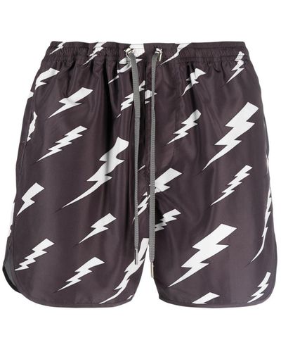 Neil Barrett Thunderbolt-print Swim Shorts - Black