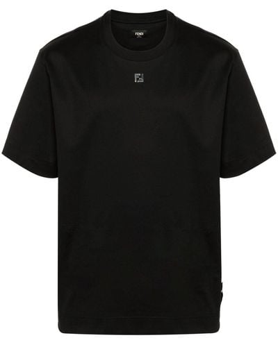 Fendi T-Shirt mit FF-Schild - Schwarz
