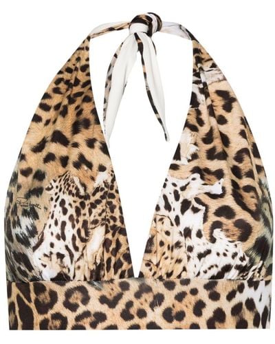 Roberto Cavalli Bikinioberteil mit Jaguar-Print - Natur