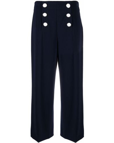 Boutique Moschino Pantalones capri con doble botonadura - Azul