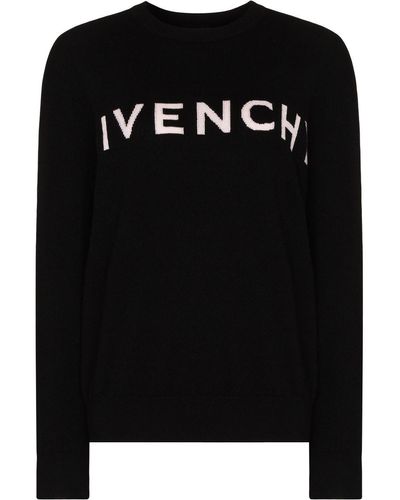 Givenchy Pull en cachemire à logo intarsia - Noir