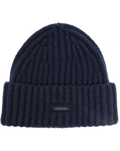 Norse Projects Hybrid Ribbed-knit Wool Blend Beanie - Blauw