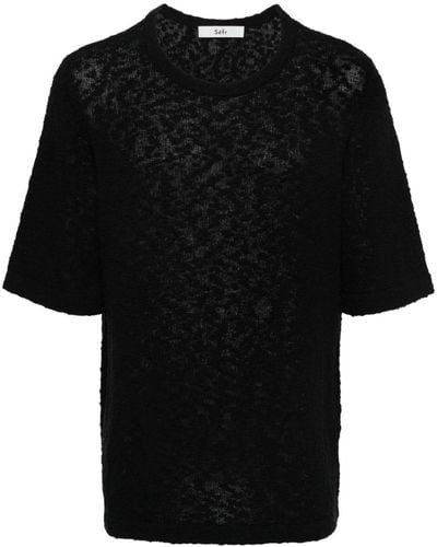 Séfr T-shirt Tolomo en tweed - Noir