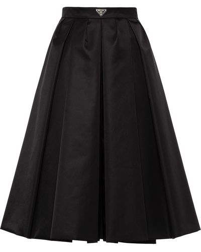 Prada Falda midi con placa y logo - Negro