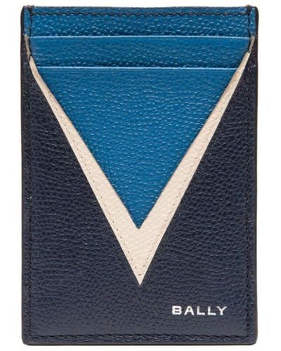 Bally Porte-cartes en cuir à logo imprimé - Bleu