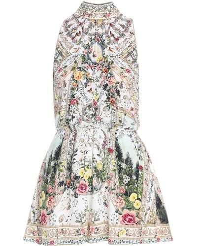 Camilla Floral-print Silk Playsuit - ホワイト