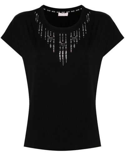 Liu Jo T-shirt à ornements en cristal - Noir