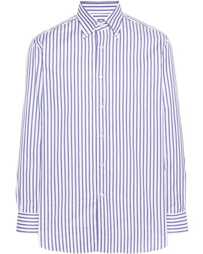 Brioni Stripped Cotton Shirt - Blue