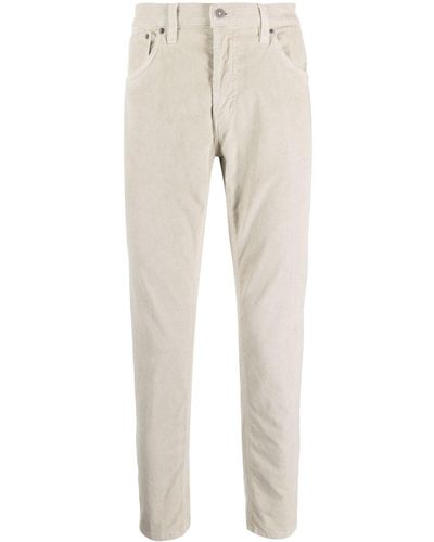 Dondup Low-rise Tapered Corduroy Trousers - Natural