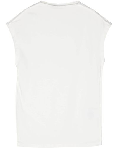 Closed Straight-neck Tank Top - White