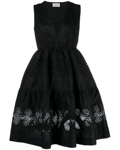 P.A.R.O.S.H. Eyelet-detail V-neck Midi Dress - Black