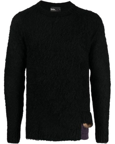 Kolor Contrasting-trim Crew-neck Sweater - Black