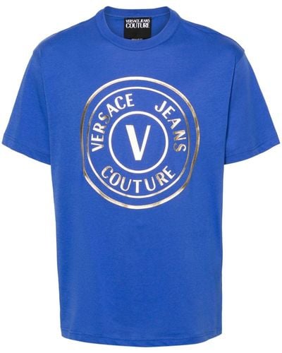 Versace T-Shirt mit gummiertem Logo - Blau