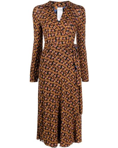Diane von Furstenberg Phoenix Geometric-print Reversible Dress - Brown
