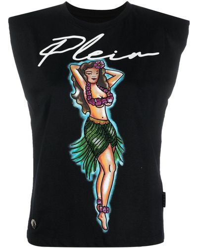 Philipp Plein Camiseta de tirantes con logo Aloha - Negro