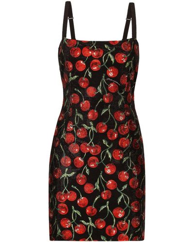 Dolce & Gabbana Vestido corto con aplique de strass - Rojo