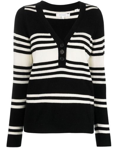 Chinti & Parker Camille Striped Knitted Top - Black