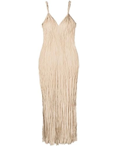 Totême Twisted-strap Crinkled Dress - Natural