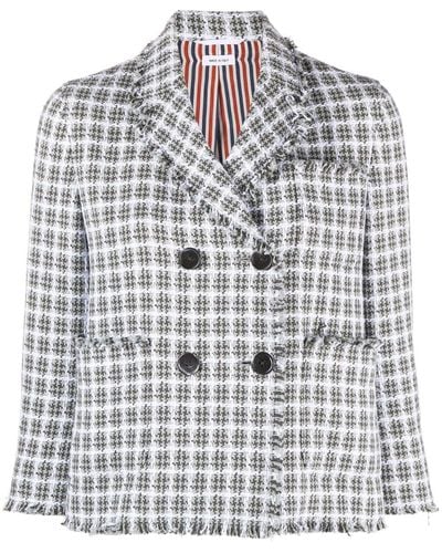 Thom Browne Double-breasted Tweed Jacket - Grey