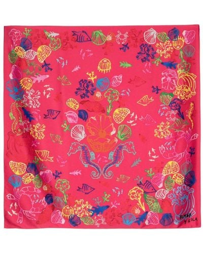 Bimba Y Lola Seabed-print Square Scarf - ピンク