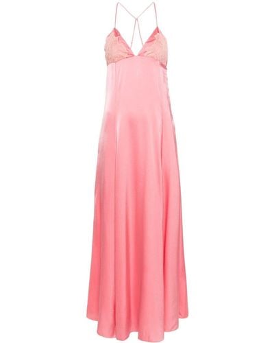 Forte Forte Lace-detailed Silk Maxi Dress - Pink