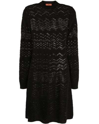 Missoni Chevron Wool Blend Short Dress - Black