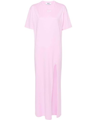 MSGM Logo-print Maxi T-shirt Dress - Pink