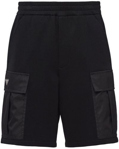 Prada Triangle-logo Cotton Shorts - Black