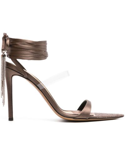 Alexandre Vauthier 100mm Lace-up Leather Sandals - Brown