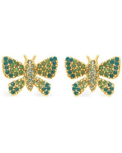 Oscar de la Renta Boucles d'oreilles Butterfly serties de cristaux - Vert