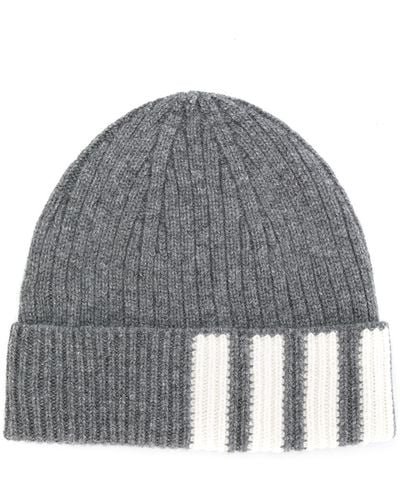 Thom Browne Cashmere Ribbed-knit Beanie - Gray