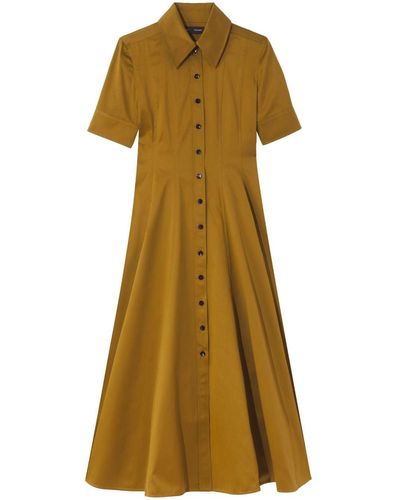 Proenza Schouler ボタン フレアシャツドレス - ブラウン