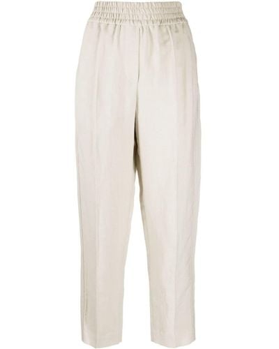 Brunello Cucinelli Elasticated-waist Cropped Pants - White
