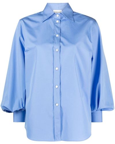 P.A.R.O.S.H. Chemise en coton à manches bouffantes - Bleu