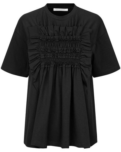 Cecilie Bahnsen Goldie Ruffled Cotton T-shirt - Black