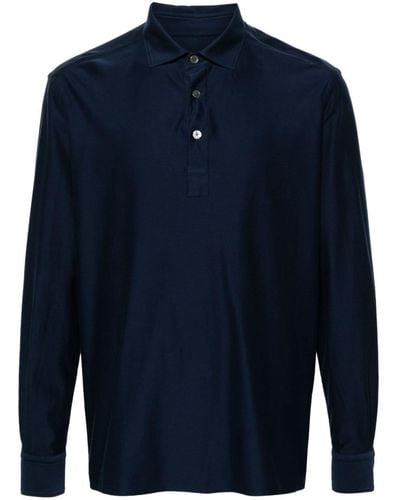 Zegna Long-sleeve cotton polo shirt - Blau