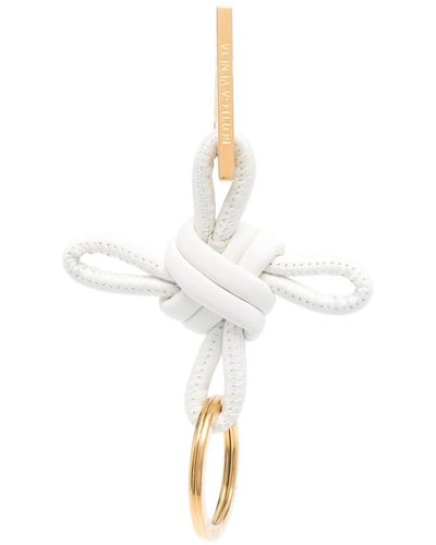 Bottega Veneta Triangle Leather Key Ring - White