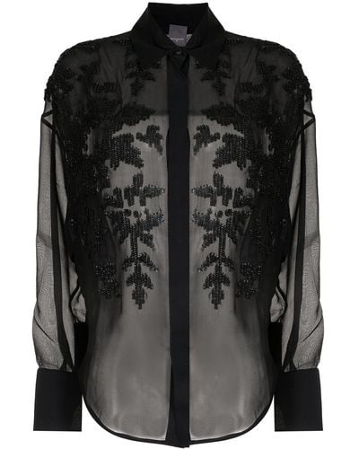 Lorena Antoniazzi Sequin-embellished Satin Shirt - Black