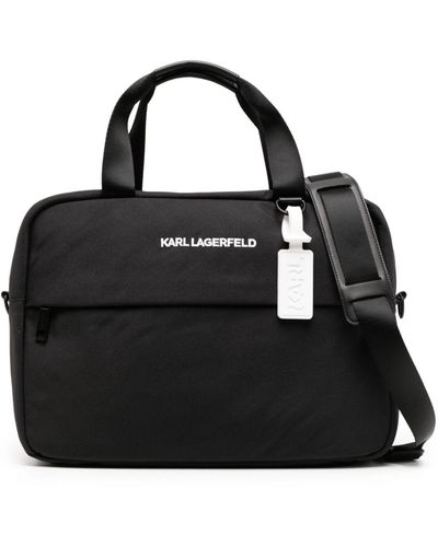 Karl Lagerfeld K/pass Logo-embroidered Briefcase - Black