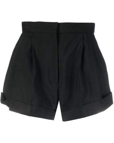 Alexander McQueen Short en laine à détails plissés - Noir