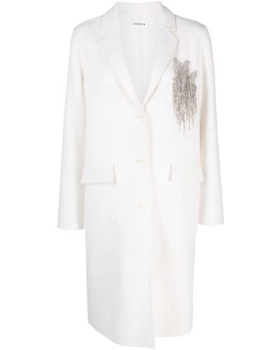 P.A.R.O.S.H. Crystal-embellished Wool Single-breasted Coat - White