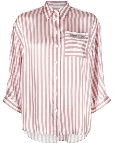 Brunello Cucinelli Striped Button-up Blouse - Pink