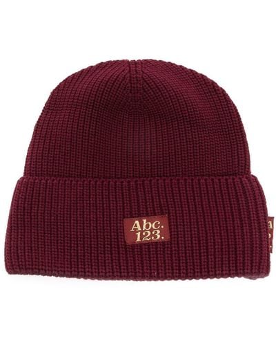 Advisory Board Crystals Ribbed-knit Logo-patch Beanie - Red