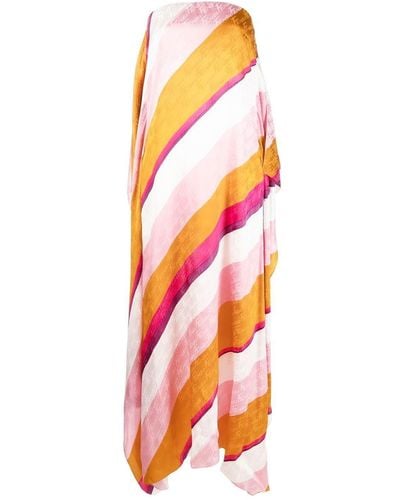 Fendi Diagonal-stripe Maxi Dress - Orange