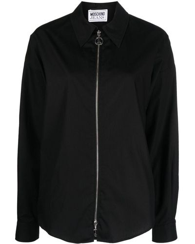Moschino Jeans Zip-up Long-sleeve Shirt - Black