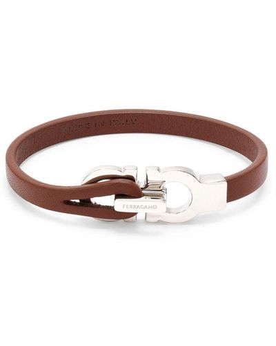 Ferragamo Gancini Leather Bracelet - Brown