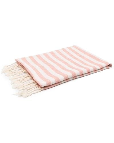 Mc2 Saint Barth Fringed striped beach towel - Rosa