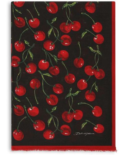 Dolce & Gabbana Cherry-print Silk Scarf - Red